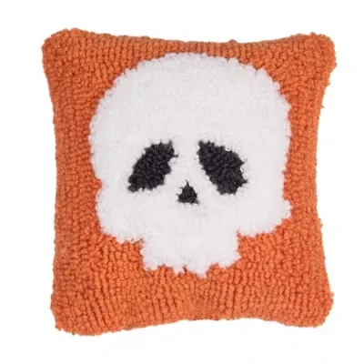 8" x 8" Mini Skull Hooked Throw Pillow
