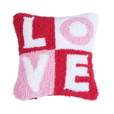 Love Color Block Hooked Pillow 8" x 8"