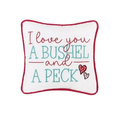 10" x 10" Valentine's Day "I Love You A Bushel And A Peck" Embroidered Small/Petite Size Accent Throw Pillow