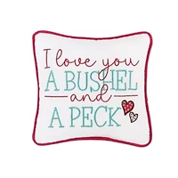 10" x 10" Valentine's Day "I Love You A Bushel And A Peck" Embroidered Small/Petite Size Accent Throw Pillow