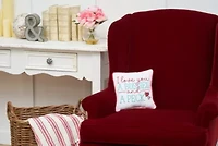 10" x 10" Valentine's Day "I Love You A Bushel And A Peck" Embroidered Small/Petite Size Accent Throw Pillow