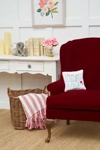 10" x 10" Valentine's Day "I Love You A Bushel And A Peck" Embroidered Small/Petite Size Accent Throw Pillow