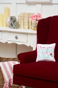 10" x 10" Valentine's Day "I Love You A Bushel And A Peck" Embroidered Small/Petite Size Accent Throw Pillow