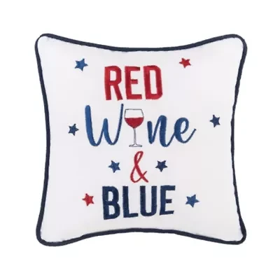 Red Wine Blue Pillow 10" x 10"