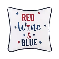 Red Wine Blue Pillow 10" x 10"