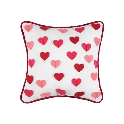 10" x 10" Valentine's Day Heart Embroidered Accent Throw Pillow