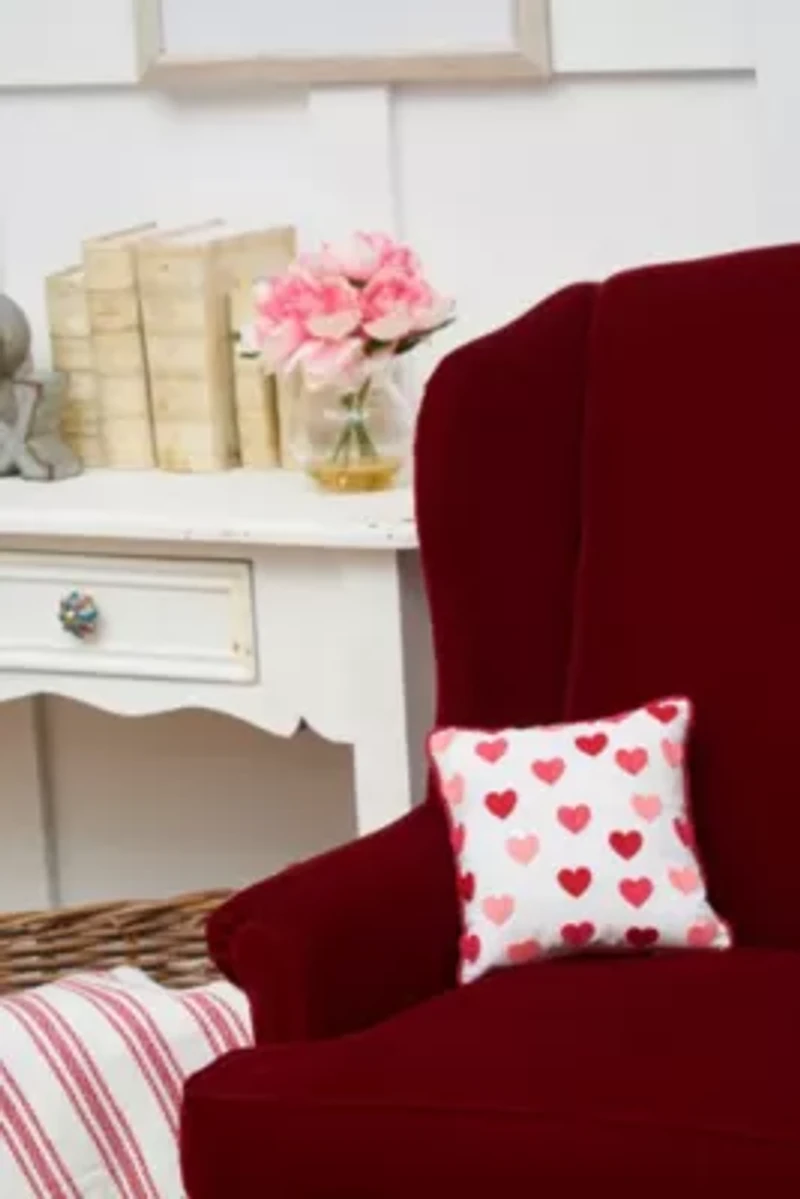10" x 10" Valentine's Day Heart Embroidered Accent Throw Pillow