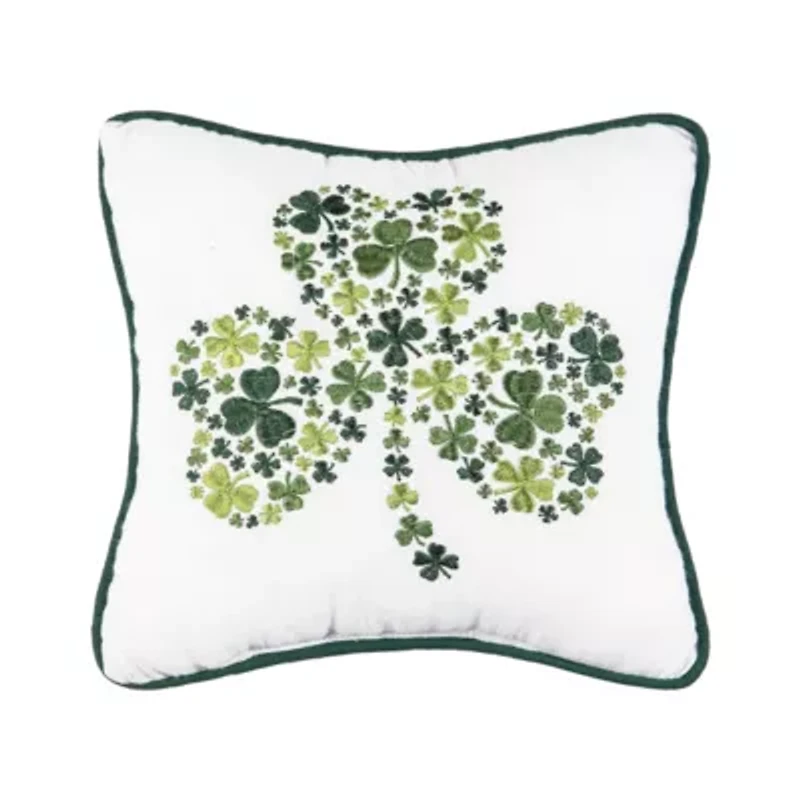 10" x 10" St. Patrick's Day Irish Shamrock Embroidered Small/Petite Accent Throw Pillow