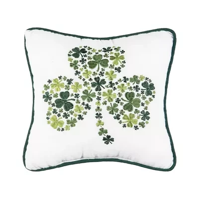 10" x 10" St. Patrick's Day Irish Shamrock Embroidered Small/Petite Accent Throw Pillow