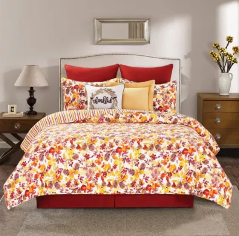 Cordelia Reversible Fall Botanical Full/Queen Quilt Set
