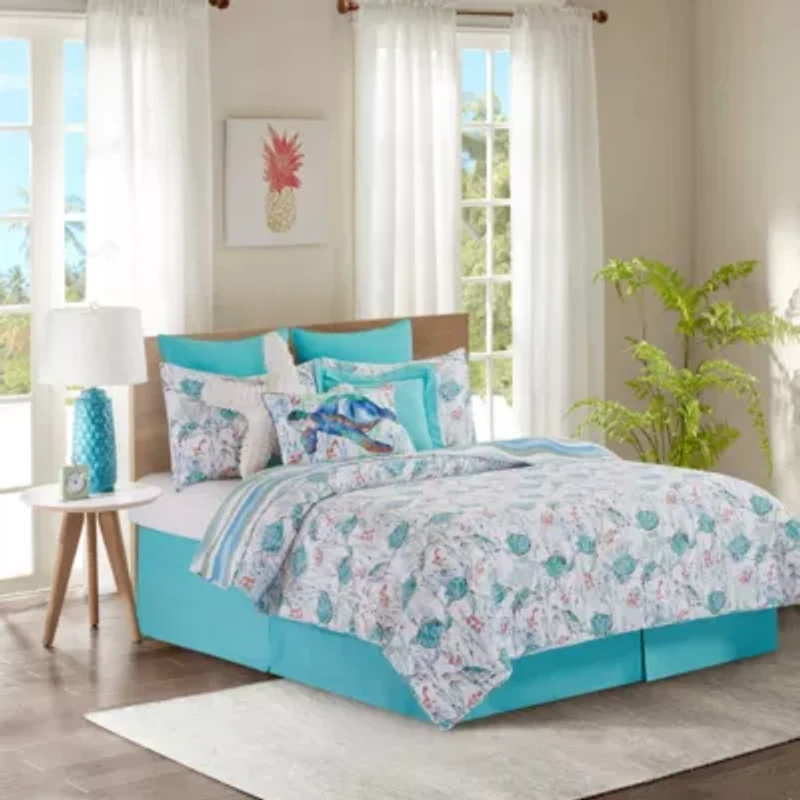 Sea Turtle Cove King Bed 3 Piece Quilt Set