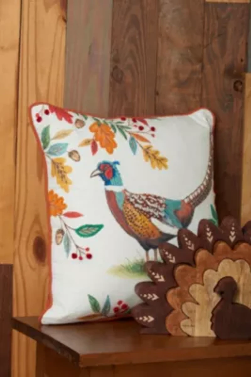 16" x 16" Harvest Pheasant Throw Pillow