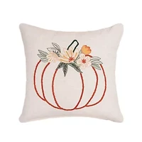 18" x 18" Autumn Botanical Pumpkin Throw Pillow