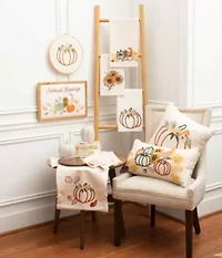 18" x 18" Autumn Botanical Pumpkin Throw Pillow