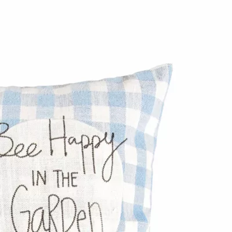 Bee Happy in Blue Pillow 18" x 18"