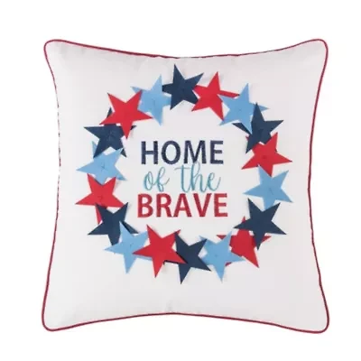 Home Of The Brave Wreath Pillow 18" x 18"