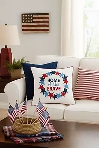 Home Of The Brave Wreath Pillow 18" x 18"