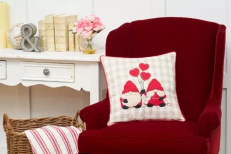 Valentine Gnomes Hearts Pillow 18" x 18"