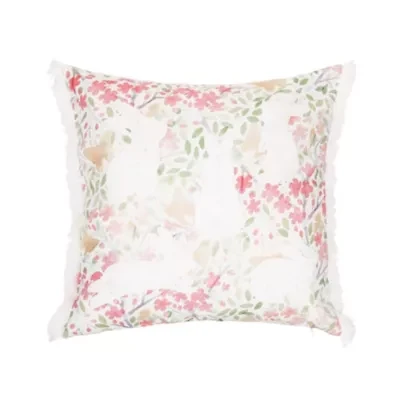 Bunnies Flowers Pillow 18" x 18"