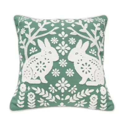 Woodland Spring Bunny Pillow 18" x 18"