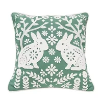 Woodland Spring Bunny Pillow 18" x 18"
