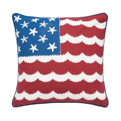Red White and Waves Pillow 18" x 18"