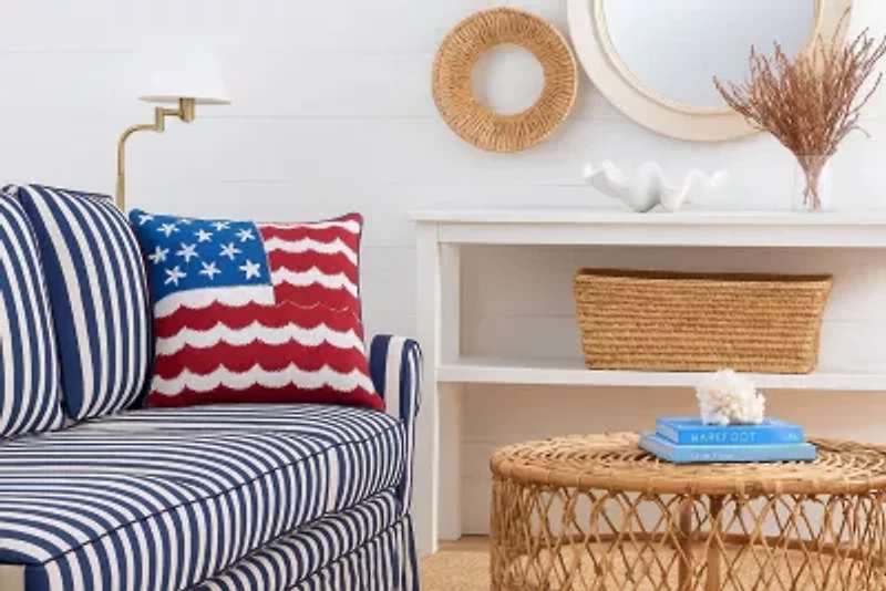 Red White and Waves Pillow 18" x 18"