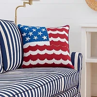 Red White and Waves Pillow 18" x 18"