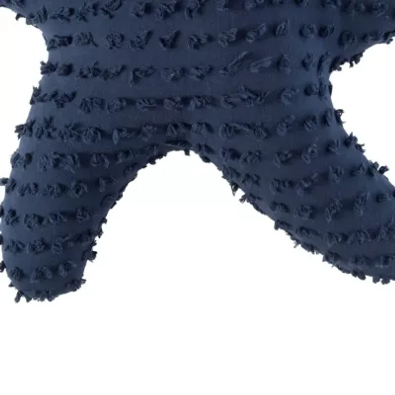 25" Navy Starfish Shaped Throw Pillow