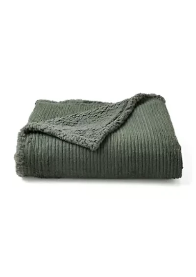 Striped Faux Fur Berber Throw Blanket