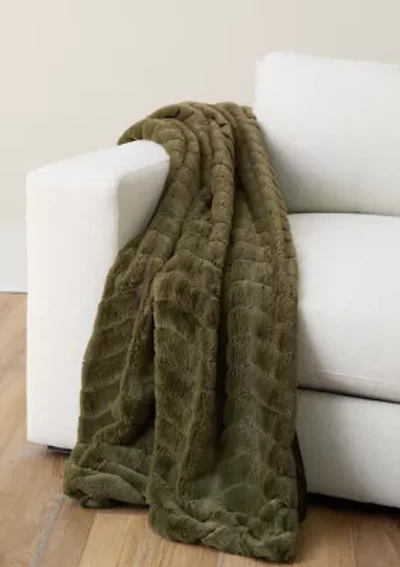 Herringbone Faux Fur Berber Throw Blanket