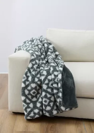 Herringbone Faux Fur Berber Throw Blanket