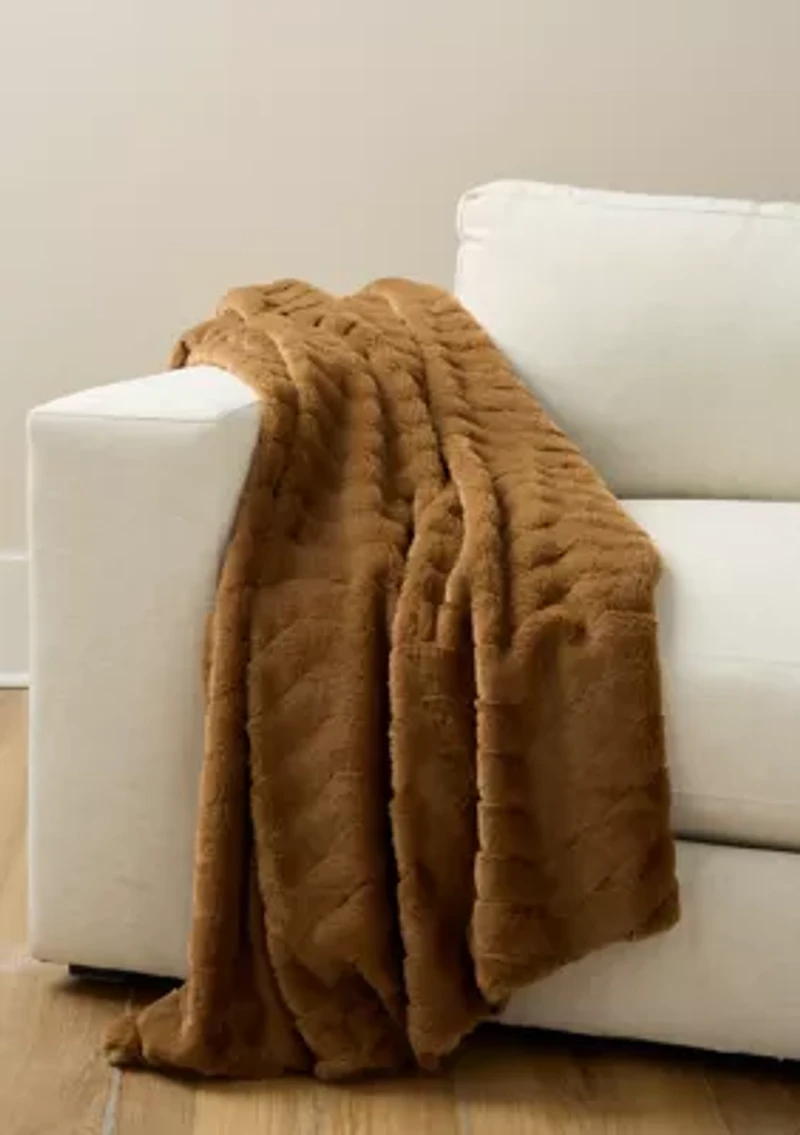 Herringbone Faux Fur Berber Throw Blanket