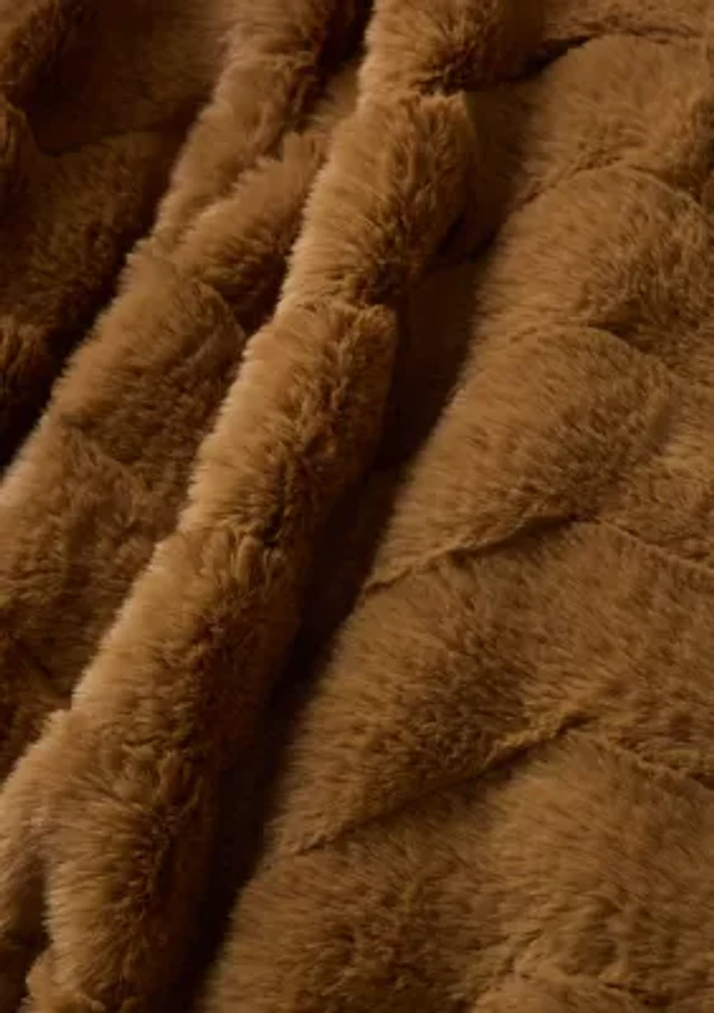 Herringbone Faux Fur Berber Throw Blanket