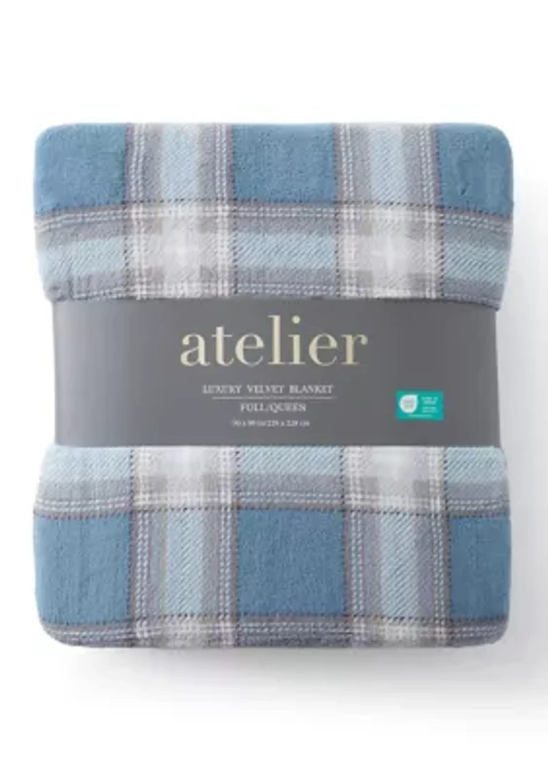 Luxury Velvet Plaid Throw Blanket