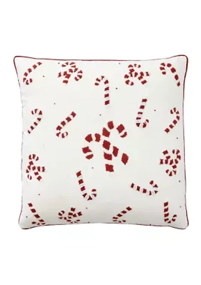 Beaded Candy Cane Throw Pillow