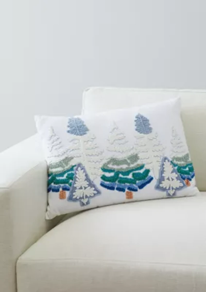 Decorative Winter Trees Beaded Pillow
