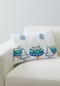 Decorative Winter Trees Beaded Pillow