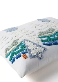 Decorative Winter Trees Beaded Pillow
