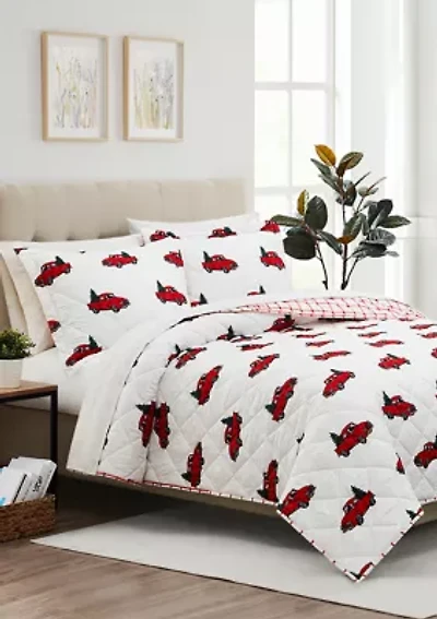 Red Truck Holiday 3-Piece Quilt Set