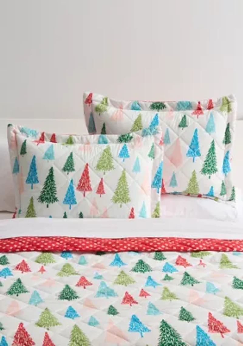 Multicolored Trees Quilt Set