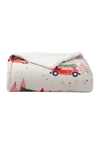 Sherpa Printed Plush Throw Blanket