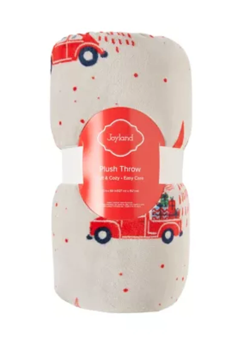 Sherpa Printed Plush Throw Blanket