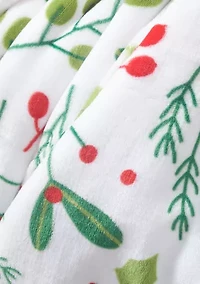 Sherpa Printed Plush Throw Blanket