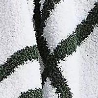White and Green Feathered Knit Throw Blanket