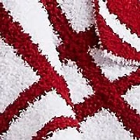 Red and White Feathered Knit Throw Blanket