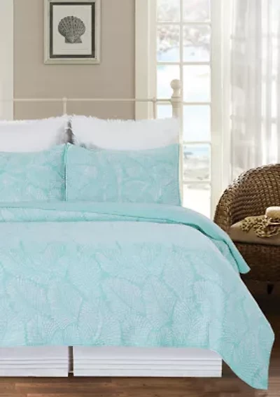 Blue Tropics Full/Queen Quilt Set