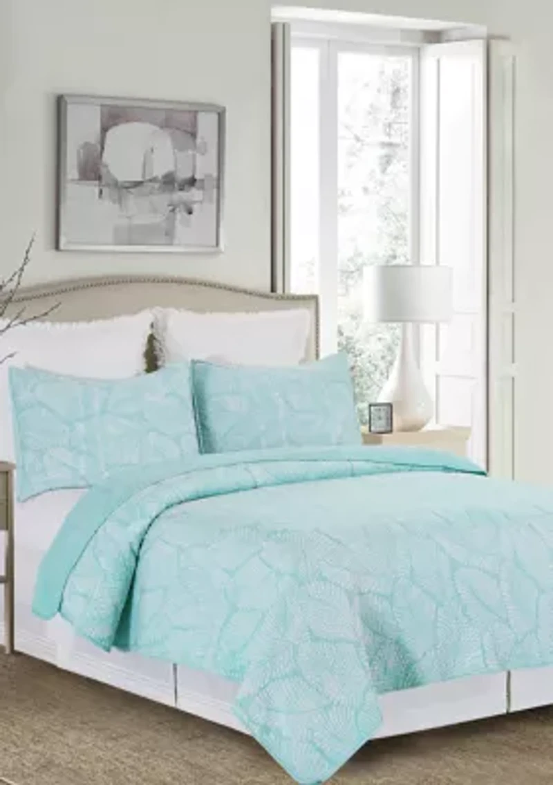 Blue Tropics Full/Queen Quilt Set