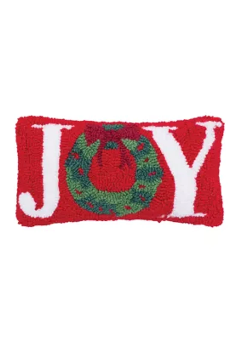 Joy Wreath Hooked Mini Pillow