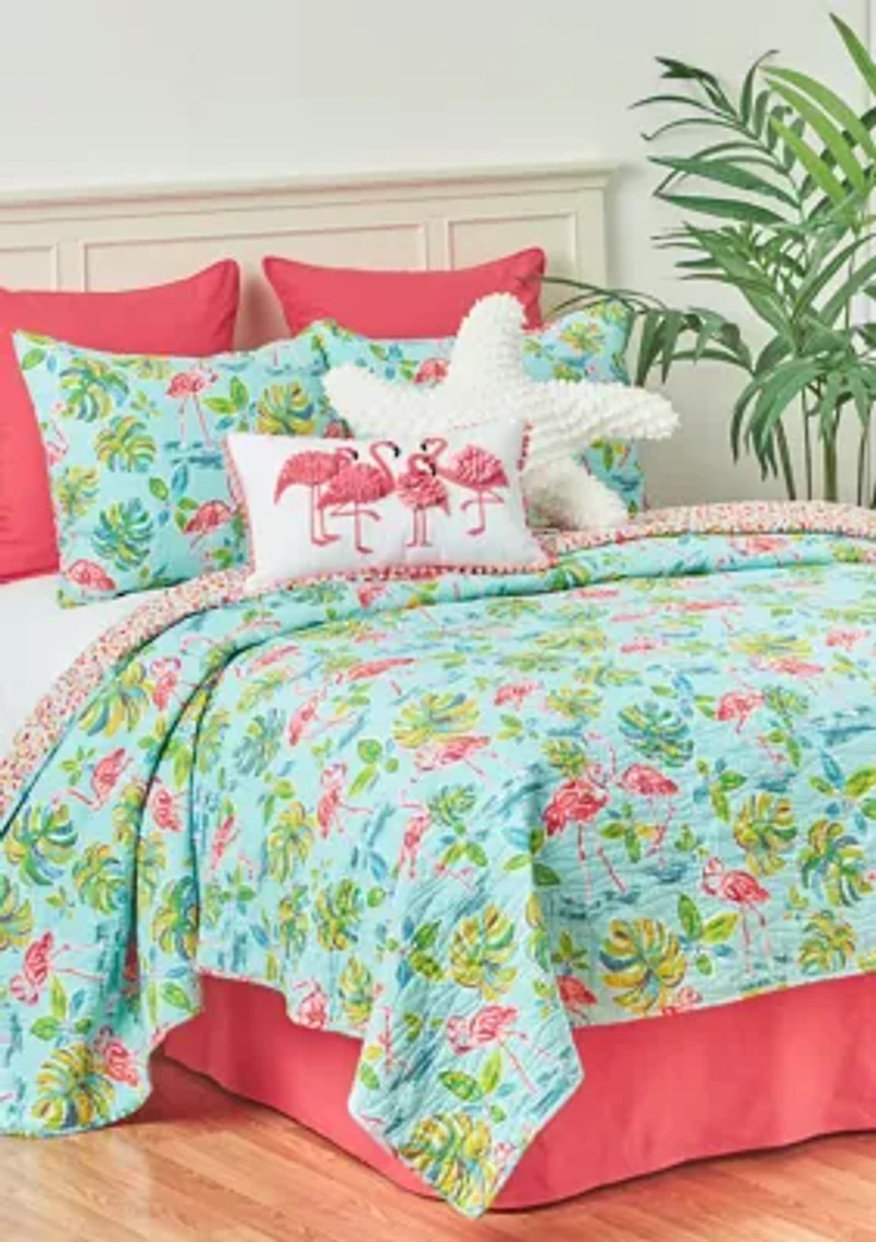 Flamingo Garden Quilt Set